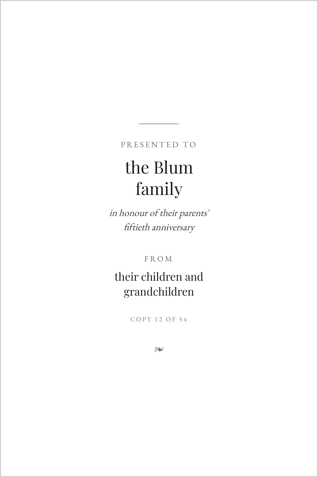 A dedication leaf, set in the book&rsquo;s own type